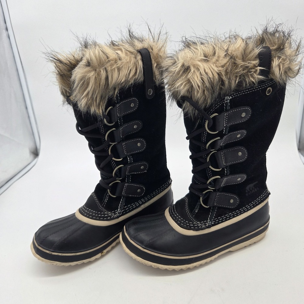SOREL Joan of Arctic Lace Up Waterproof Insulated Winter Boots Womens Black Sz 8